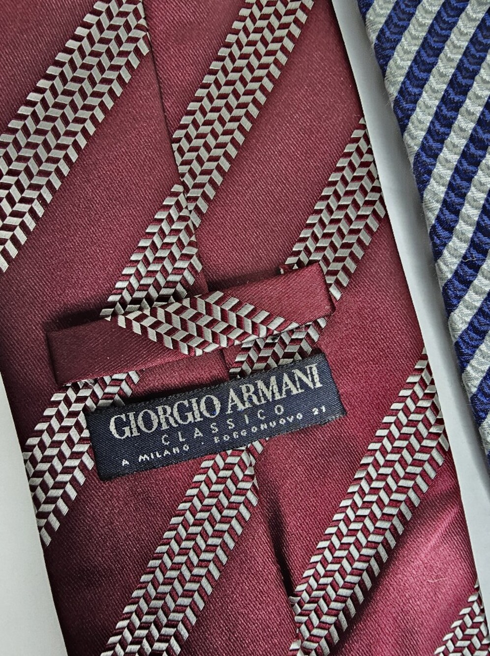 Giorgio Armani Classico Tie Bundle Of 4 in Classic Navy, Burgundy, Blue & Tan - Picture 8 of 11